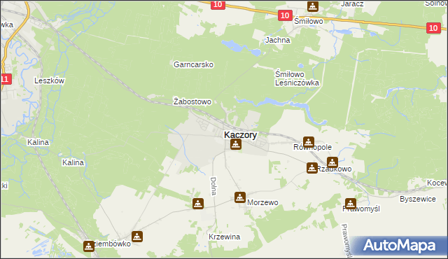mapa Kaczory powiat pilski, Kaczory powiat pilski na mapie Targeo