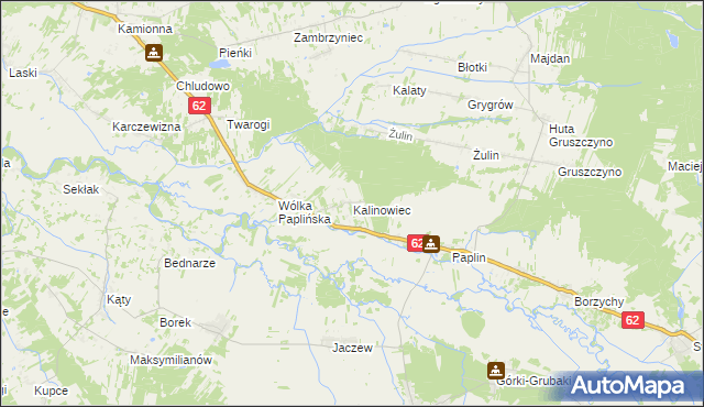 mapa Kalinowiec gmina Łochów, Kalinowiec gmina Łochów na mapie Targeo