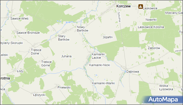 mapa Kamianki Lackie, Kamianki Lackie na mapie Targeo