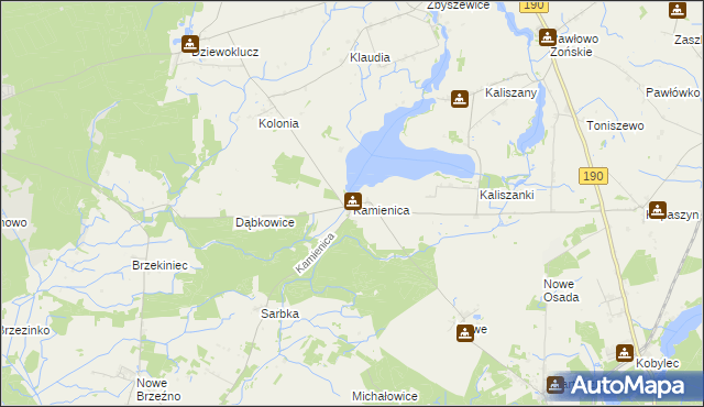 mapa Kamienica gmina Wągrowiec, Kamienica gmina Wągrowiec na mapie Targeo