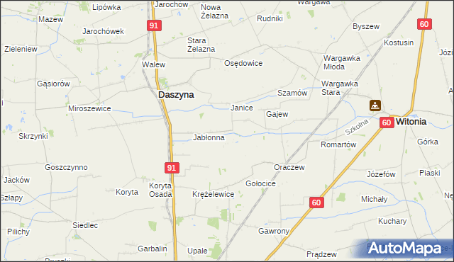 mapa Karkoszki gmina Daszyna, Karkoszki gmina Daszyna na mapie Targeo