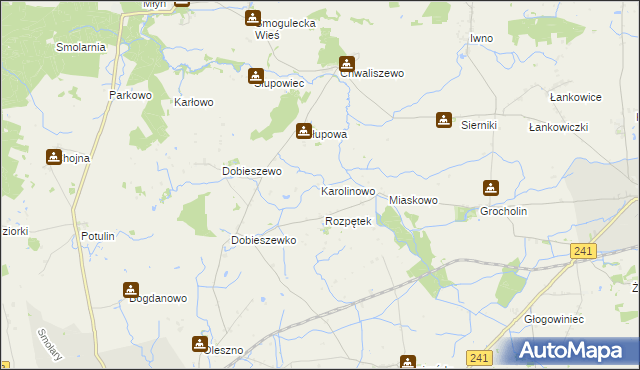 mapa Karolinowo gmina Kcynia, Karolinowo gmina Kcynia na mapie Targeo