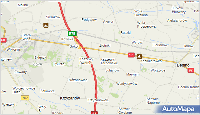 mapa Kaszewy Tarnowskie, Kaszewy Tarnowskie na mapie Targeo