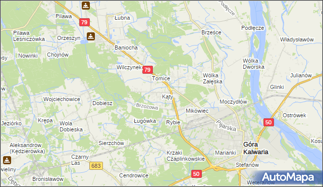 mapa Kąty gmina Góra Kalwaria, Kąty gmina Góra Kalwaria na mapie Targeo