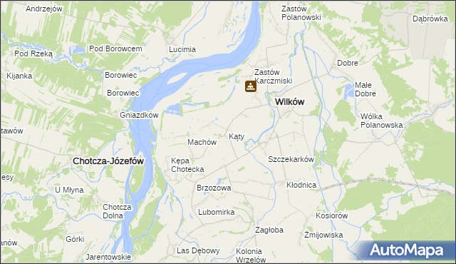 mapa Kąty gmina Wilków, Kąty gmina Wilków na mapie Targeo