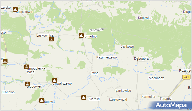 mapa Kazimierzewo gmina Kcynia, Kazimierzewo gmina Kcynia na mapie Targeo
