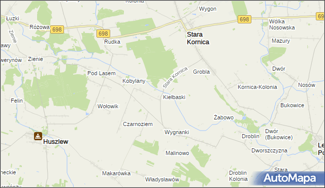 mapa Kiełbaski, Kiełbaski na mapie Targeo