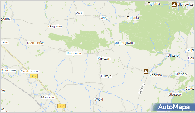 mapa Kiełczyn gmina Dzierżoniów, Kiełczyn gmina Dzierżoniów na mapie Targeo