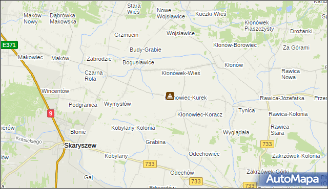 mapa Kłonowiec-Kurek, Kłonowiec-Kurek na mapie Targeo