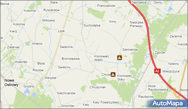 mapa Klonowiec Wielki, Klonowiec Wielki na mapie Targeo