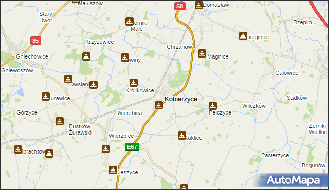 mapa Kobierzyce, Kobierzyce na mapie Targeo