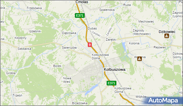 mapa Kolbuszowa Dolna, Kolbuszowa Dolna na mapie Targeo