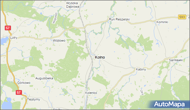 mapa Kolno powiat olsztyński, Kolno powiat olsztyński na mapie Targeo