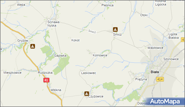 mapa Kolnowice, Kolnowice na mapie Targeo