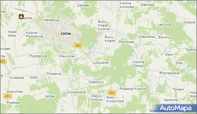 mapa Kolonia Łobudzice, Kolonia Łobudzice na mapie Targeo