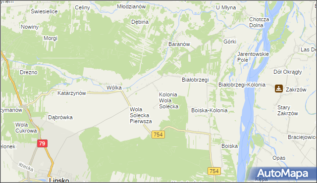 mapa Kolonia Wola Solecka, Kolonia Wola Solecka na mapie Targeo