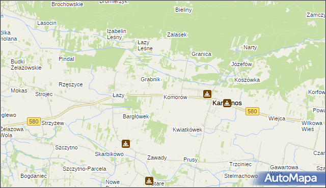 mapa Komorów gmina Kampinos, Komorów gmina Kampinos na mapie Targeo