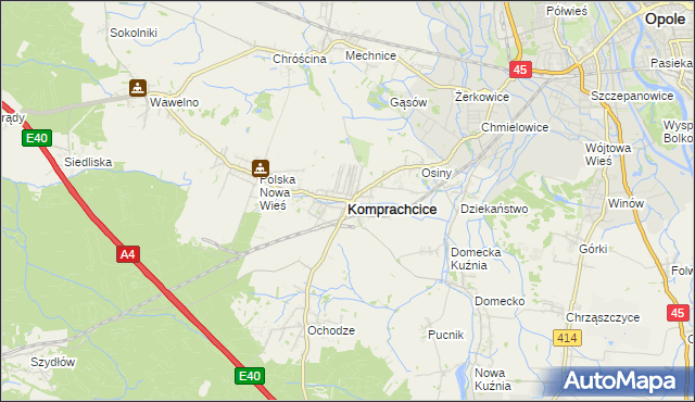 mapa Komprachcice, Komprachcice na mapie Targeo