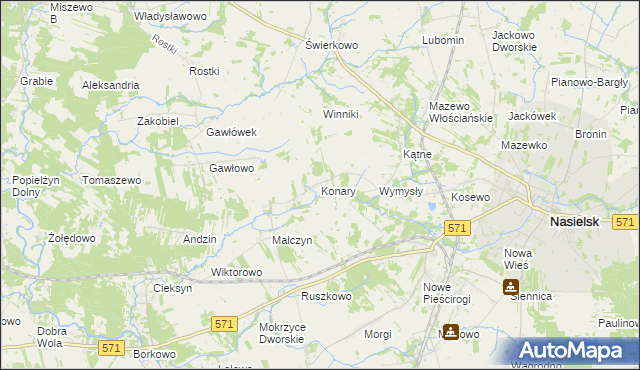 mapa Konary gmina Nasielsk, Konary gmina Nasielsk na mapie Targeo