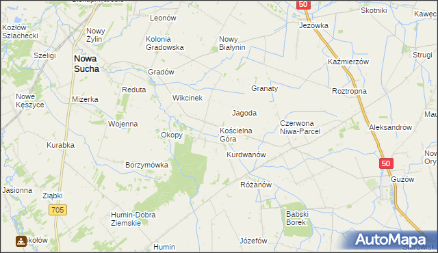 mapa Kościelna Góra, Kościelna Góra na mapie Targeo