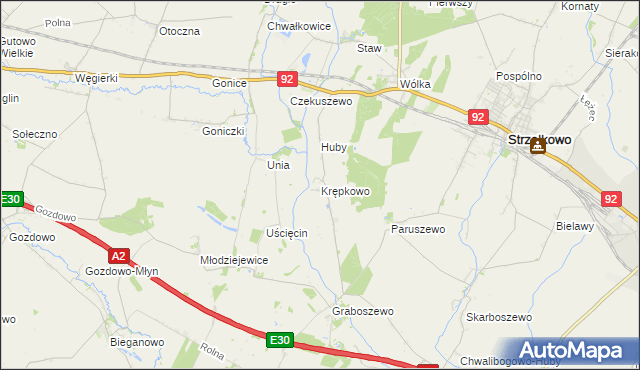 mapa Krępkowo gmina Strzałkowo, Krępkowo gmina Strzałkowo na mapie Targeo