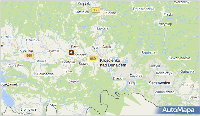 mapa Krościenko nad Dunajcem, Krościenko nad Dunajcem na mapie Targeo