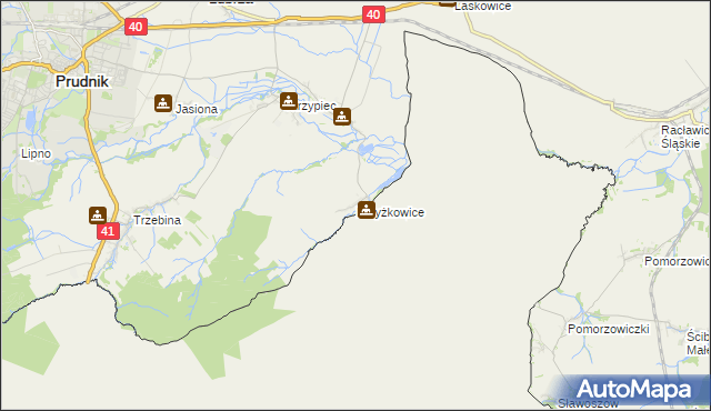 mapa Krzyżkowice, Krzyżkowice na mapie Targeo