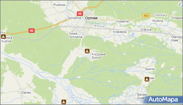 mapa Krzyżowa Dolina, Krzyżowa Dolina na mapie Targeo