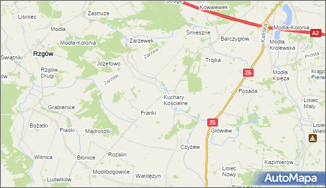 mapa Kuchary Kościelne, Kuchary Kościelne na mapie Targeo