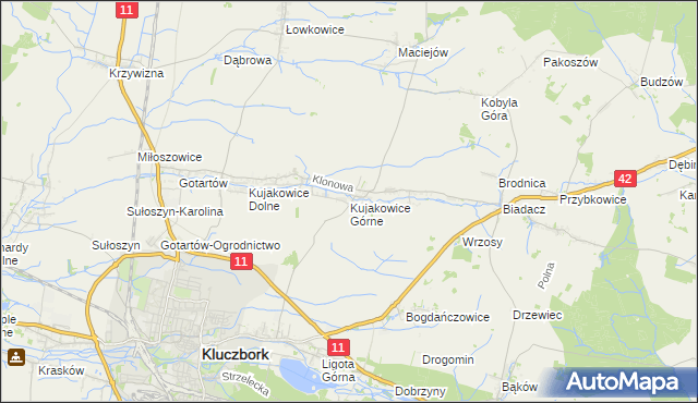 mapa Kujakowice Górne, Kujakowice Górne na mapie Targeo