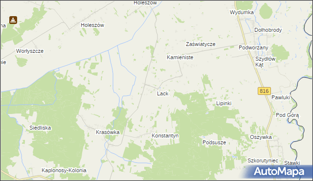 mapa Lack, Lack na mapie Targeo