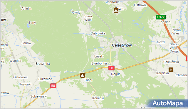 mapa Lasek gmina Celestynów, Lasek gmina Celestynów na mapie Targeo
