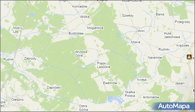 mapa Lasocin gmina Łopuszno, Lasocin gmina Łopuszno na mapie Targeo