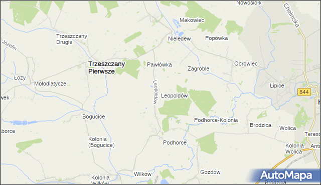 mapa Leopoldów gmina Trzeszczany, Leopoldów gmina Trzeszczany na mapie Targeo