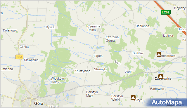 mapa Ligota gmina Góra, Ligota gmina Góra na mapie Targeo