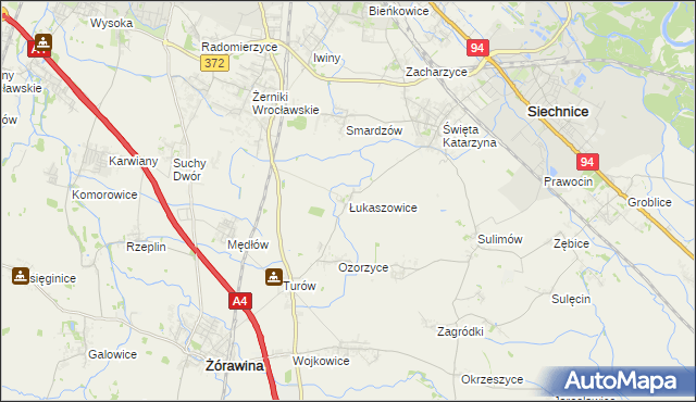 mapa Łukaszowice, Łukaszowice na mapie Targeo