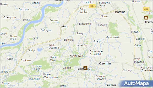 mapa Łysaków gmina Czermin, Łysaków gmina Czermin na mapie Targeo