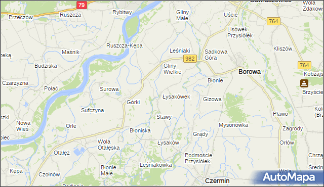 mapa Łysakówek, Łysakówek na mapie Targeo