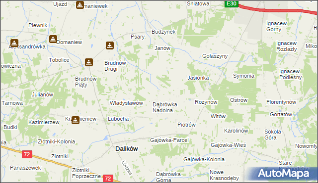 mapa Marcinów gmina Dalików, Marcinów gmina Dalików na mapie Targeo