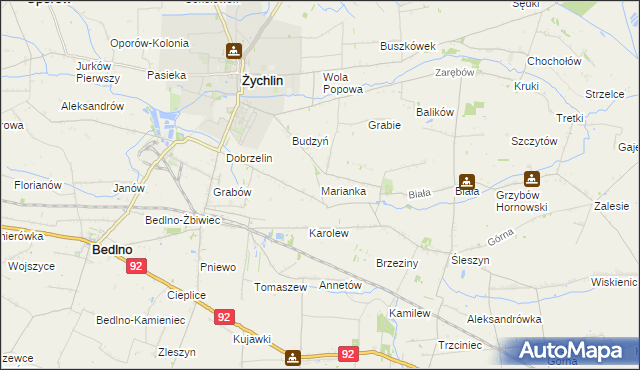 mapa Marianka gmina Żychlin, Marianka gmina Żychlin na mapie Targeo