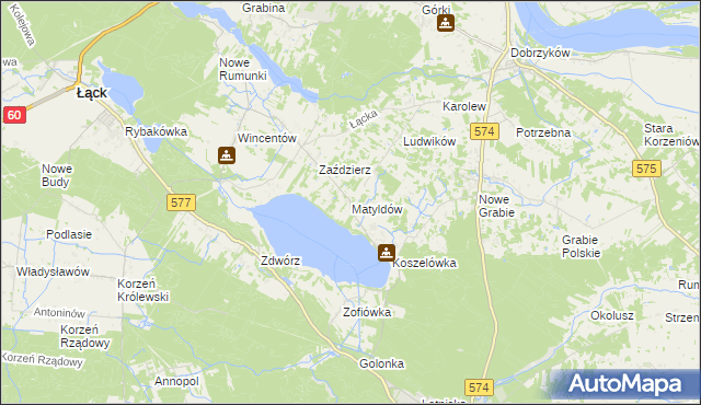 mapa Matyldów gmina Łąck, Matyldów gmina Łąck na mapie Targeo