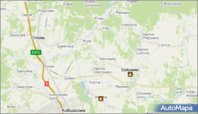mapa Mechowiec, Mechowiec na mapie Targeo