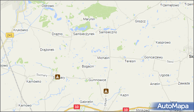 mapa Michalin gmina Nakło nad Notecią, Michalin gmina Nakło nad Notecią na mapie Targeo