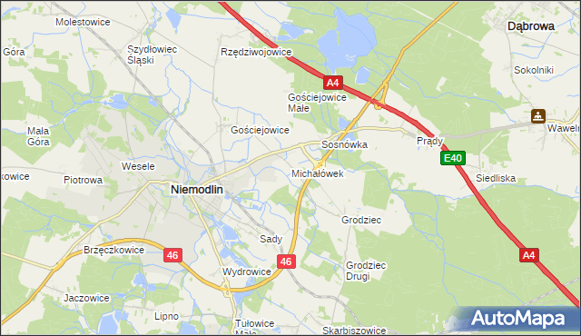 mapa Michałówek gmina Niemodlin, Michałówek gmina Niemodlin na mapie Targeo