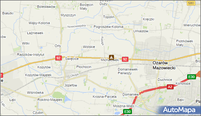 mapa Michałówek gmina Ożarów Mazowiecki, Michałówek gmina Ożarów Mazowiecki na mapie Targeo