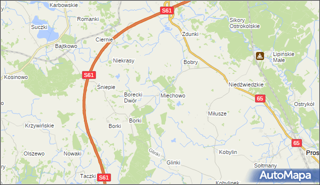 mapa Miechowo, Miechowo na mapie Targeo