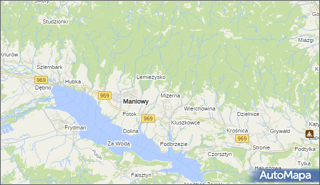 mapa Mizerna, Mizerna na mapie Targeo