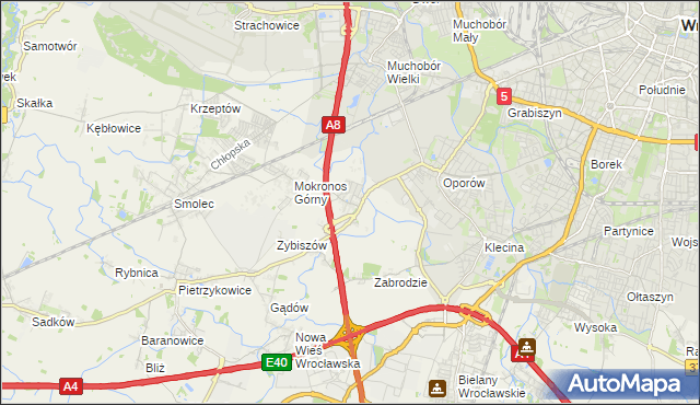 mapa Mokronos Dolny, Mokronos Dolny na mapie Targeo