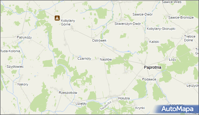 mapa Nasiłów gmina Paprotnia, Nasiłów gmina Paprotnia na mapie Targeo