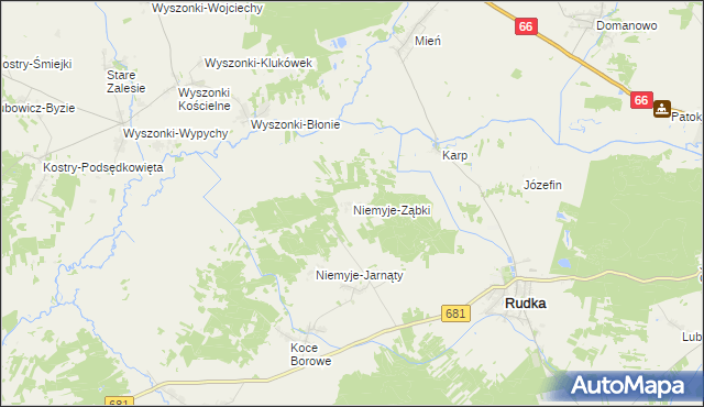 mapa Niemyje-Ząbki, Niemyje-Ząbki na mapie Targeo